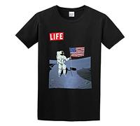 Life Magazine Man On The Moon Graphic Top Unisex 100% Cotton Short-Sleeve T-Shirts Black S