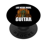 Life Needs More Guitar Camiseta Música Guitarra PopSockets PopGrip Adhesivo
