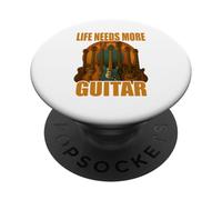 Life Needs More Guitar Camiseta Música Guitarra PopSockets PopGrip Adhesivo