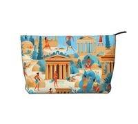 Life of The Ancients - Bolsa de cosméticos de pana impresa, gran capacidad, impermeable, bolsa de almacenamiento de artículos de tocador de viaje, Black, Talla única