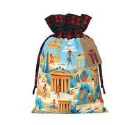 Life of the ancients - Bolsa de regalo estampada con cordón de 8.3 x 11.8 pulgadas, decoración de fiesta de Navidad