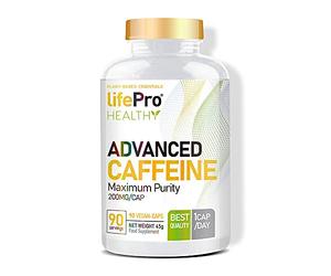 Life Pro Advanced Caffeine 200mg - Cafeína anhidra para potenciar la energía y mejorar el rendimiento deportivo - Termogénico para acelerar el metabolismo - 200 mg - 90 cápsulas veganas