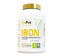 Life Pro Iron 60 caps. | Suplemento alimenticio para contribuir al funcionamiento del sistema inmunitario | Ayuda a nuestros depósitos ante el déficit de hierro - Ata biodisponibilidad - 60 Vegancaps