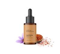 Life & Pursuits Aceite facial de azafrán de 30 ml con Bakuchi, vitamina C, escualano para aclarar la cara, hidratante. Aceite de masaje facial diario ayurveda ligero con cúrcuma, vitamina E