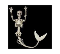 Life Size Skeleton Mermaid Skeleton Halloween Outdoor Decorations, Realistic Full Body Posable Joints Mermaid Bones Scary Halloween Skeleton Life Size
