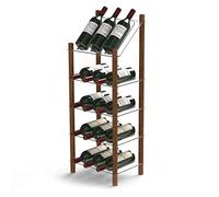 Life Story MyWinebar - Soporte para 15 botellas de vino, marco de madera, estante de almacenamiento con estante superior inclinado y 4 estantes planos