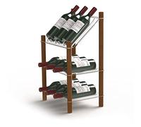 Life Story MyWinebar - Soporte para 9 botellas de vino, marco de madera, estante de almacenamiento con estante superior inclinado y 2 estantes planos