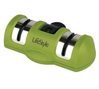 Life Style - Afilador Doble de Cuchillos con Ventosa - Manual - 13*7*4 cm - Verde