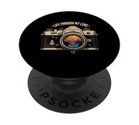 Life Through My Lens Camera Photographer Nature Sunset Art PopSockets PopGrip Adhesivo