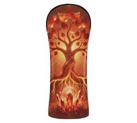 Life Tree - Fundas de cabeza sagrada de cristal rojo para palos de golf con etiqueta de número para conductor híbrido y maderas de calle