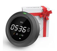 LifeBasis Medidor CO2, Medidor CO2 Profesional 3 en 1, Medidor Humedad, Temperatura, Medidor Calidad Aire, Probador de Monitor de Medidor de CO2 con Pantalla LCD / 0-5000 PPM/Carga USB