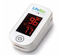 LifeBer Oxímetro de Pulso Digital, Monitor de Saturación de Oxígeno en Sangre, Pantalla LCD, Color Blanco