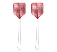 LifeChic Matamoscas Manual 43 cm - Mango de Hierro, Pala Flexible de plástico Rojo - matamoscas para Interiores y Exteriores - contra Moscas, Mosquitos e Insectos voladores - Pack de 2 Unidades