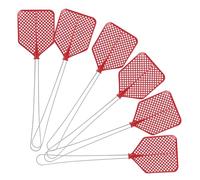 LifeChic Matamoscas Manual 43 cm - Mango de Hierro, Pala Flexible de plástico Rojo - matamoscas para Interiores y Exteriores - contra Moscas, Mosquitos e Insectos voladores - Pack de 6 Unidades