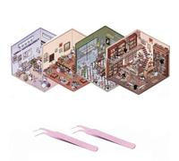 LIFECOSM 4 sets DIY 3D House Stickers, DIY Stickers Scene Make Your Own Stickers, Isometric Sticker Book, Fun Cute Korean Cartoon Scene Stickers,DIY 3D Sticker Scene Stickers.