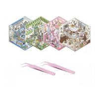 LIFECOSM 4 Sets DIY 3D House Stickers, DIY Stickers Scene Make Your Own Stickers, Isometric Sticker Book, Fun Cute Korean Cartoon Scene Stickers,DIY 3D Sticker Scene Stickers.