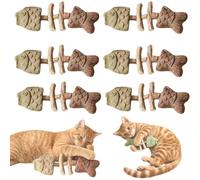 LIFECOSM 6pcs Creative Fish Bone Cat Dental Chew Toy (6pcs-B)