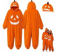 LIFECOSM Pumpkin Onesie Pajamas,Lantern Hooded Onesie Costume (XL)