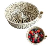 LIFECOSM Self Rinsing Berry Washing Ceramic Bowl (Beige)