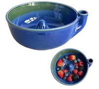 LIFECOSM Self Rinsing Berry Washing Ceramic Bowl (Blue)