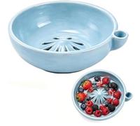 LIFECOSM Self Rinsing Berry Washing Ceramic Bowl (Sky blue)