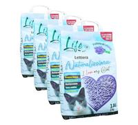 LifeGreen Arena Natural para Gatos, 2 kg, Lavanda, con Fibra de Guisante y almidón de maíz, Vegetal, Biodegradable, aglutinante 3,8 l, Elimina olores (Paquete de 4)