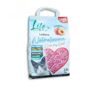 LifeGreen Arena Natural para Gatos, 2 kg, melocotón, con Fibra de Guisante y almidón de maíz, Vegetal, Biodegradable, aglutinante 3,8 l, Elimina olores