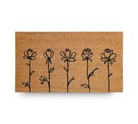 LifeGreen Felpudo Kera Flowers con Fibras de Coco, Alfombra antisuciedad para Entrada Rectangular, 40 x 70 cm, Fondo de látex Antideslizante - Impresión 5 Flores