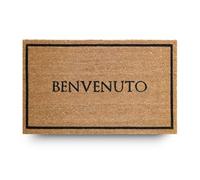 LifeGreen Felpudo Kera House con Fibras de Coco, Alfombra antisuciedad para Entrada Rectangular, 40 x 70 cm, Fondo de látex Antideslizante, impresión Benvenuto