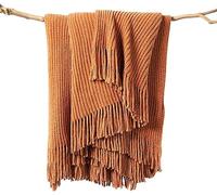 lifein Manta para sofá, manta suave y bohemia, acogedora manta de punto de felpilla naranja, manta ligera de punto pequeño para verano, mujer, silla, sofá, decoración del hogar (naranja óxido, 50 x 60