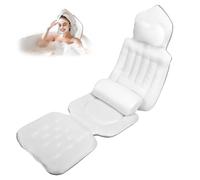 LIFEJXWEN Cojín para bañera con cojín lumbar extra, 144 ventosas (12 veces más sujeción), juego de cojines de baño 4D suave con reposacabezas y cojín adicional extraíble, 133 x 41 cm, incluye bolsa de