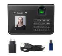 LIFEJXWEN Dispositivo de seguimiento de tiempo para pequeño, 4 en 1, registro de tiempo biométrico con cara, huella digital, vena de mano y PIN. Sin cuotas mensuales, exportación de datos USB sin