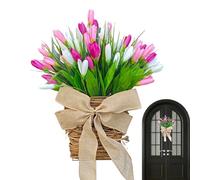 Lifelike Spring Wreath - Flores artificiales de 35 cm, decoración de puerta frontal | Realistic Door Garland for Garden Yard Patio Porch Home Farmhouse Wall Entrance Holiday Party Seasonal Rustic