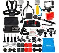 LifeLimit Kit de accesorios para cámaras Gopro 4 Gopro Hero 3+, GoPro Hero 3, GoPro Hero 2 y Gopro Hero HD para deportes al aire libre, kit de paracaidismo, natación, remo, surf, esquí, escalada, ciclismo, equitación, camping, buceo y cualquier otro deporte al aire libre, trípode de pulpo, ventosa, casco y bobber flotante con correa y tornillo, clip de rotación de 360 grados. Monopod de mano extensible Soporte para manillar de bicicleta / sillín con brazo pivotante ajustable de tres vías, 4 soportes planos y 4 soportes curvados con almohadillas adhesivas, soporte para arnés de pecho, soporte para correa para la cabeza, bolsa LifeLimite de gran tamaño, rotación de 360 grados, soporte para muñeca, adaptador de montaje en trípode negro, soporte para trípode de superficie Gopro, tornillo de pulgar largo, carcasa para montaje en marco (HERO4 / HERO 3 / HERHERHERHERHERHERHERHERHERHERO4 / Cámaras O3+ online. ly)