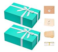 LIFELUM Caja de regalo verde y azul de 13.8 x 8.3 x 4.4 pulgadas, 1 paquete de caja de regalo grande con tapa magnética para regalos, cumpleaños, damas de honor, cajas de propuesta de dama de honor