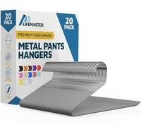 Lifemaster Juego de 20 Perchas de Metal para Pantalones, Elegantes, Antideslizantes, para guardarropa, Ahorro de Espacio, para Pantalones, Mantas y Vaqueros, diseño Abierto, diseño Elegante, Gris