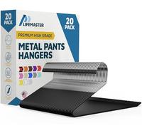 Lifemaster Prestige - Perchas Antideslizantes de Metal de Acero con Revestimiento de Goma, Juego de 20 Perchas Negras Resistentes de Extremo Abierto para Colgar organizados Pantalones, Jeans,