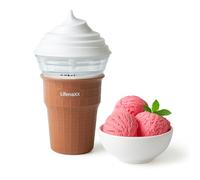 Lifenaxx Mini máquina para hacer helados - Máquina compacta de helado y granizado de 450 ml con alimentación USB, operación con un botón, tazón de congelación rápida - Fácil de limpiar - Postres