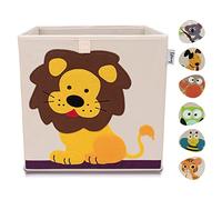 LIFENEY Caja de almacenaje con Dibujo de León I Caja de Juguetes con Moivos de Animales Adecuada para Estantes Cúbicos I Caja de almacenaje para la Habitación de los Niños