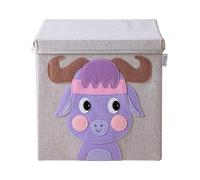 LIFENEY Caja de almacenamiento con tapa y búfalo I Caja de juguetes con diseño de animales adecuada para estantes de dados I Caja organizadora para la habitación de los niños I Cesta de almacenamiento