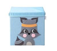 LIFENEY Caja de almacenamiento con tapa y mapache I Caja de juguetes con diseño de animales adecuada para estantes de dados I Caja organizadora para la habitación de los niños I Cesta de