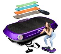 LifePro Máquina de ejercicio con placa de vibración, color morado, plataforma de entrenamiento de vibración para todo el cuerpo con bandas de bucle, equipo de entrenamiento en el hogar, control remoto