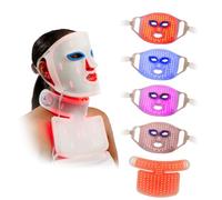 LifePro Red Light Therapy Mascarilla facial - Máscara de terapia de luz LED con 3 colores para cara y cuello - Dispositivo portátil para el cuidado de la piel para faciales en el hogar