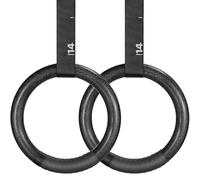 LIFERUN Anillos de Gimnasia de Madera,Anillo de Fitness -28 mm/32 mm,Anillos de Gimnasio Olímpica, con Correa de Mano Antideslizante, Correa de Nylon Ajustable y Rotulador (ABS - 28 mm)