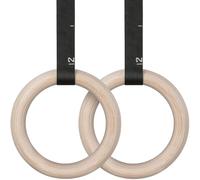 LIFERUN Anillos de Gimnasia de Madera,Anillo de Fitness -28 mm/32 mm,Anillos de Gimnasio Olímpica, con Correa de Mano Antideslizante, Correa de Nylon Ajustable y Rotulador,Anillos de Entrenamiento