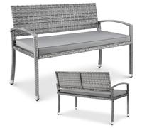 LIFERUN Banco de jardín resistente a la intemperie con cojín de asiento, 2 plazas, polirratán, soporta 320 kg, acogedor banco de jardín para exteriores, 122 x 60 x 90 cm, banco para balcón, jardín