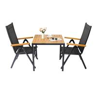 LIFERUN Juego de muebles de jardín de aluminio y WPC, 3 piezas para balcón, 2 sillas plegables y resistentes, 1 mesa de jardín con respaldo alto