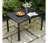 LIFERUN Mesa de Jardín 110x70 cm, Mesa de Terraza de WPC para 4-6 Personas, Mesa de Balcón Resistente a la Intemperie con Estructura de Aluminio, Diseño Aspecto Madera,Negro