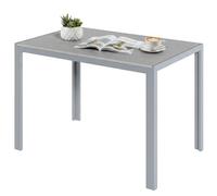 LIFERUN Mesa de Jardín 110x70 cm, Mesa de Terraza de WPC para 4-6 Personas, Mesa de Balcón Resistente a la Intemperie con Estructura de Aluminio, Diseño Aspecto Madera,Gris Completo
