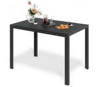 LIFERUN Mesa de Jardín 110x70cm,Mesa Rectangular de Comedor Exterior de WPC | Mesa de Balcón de Aluminio para 4-6 Personas, Diseño de Rayas Efecto Madera, Negro